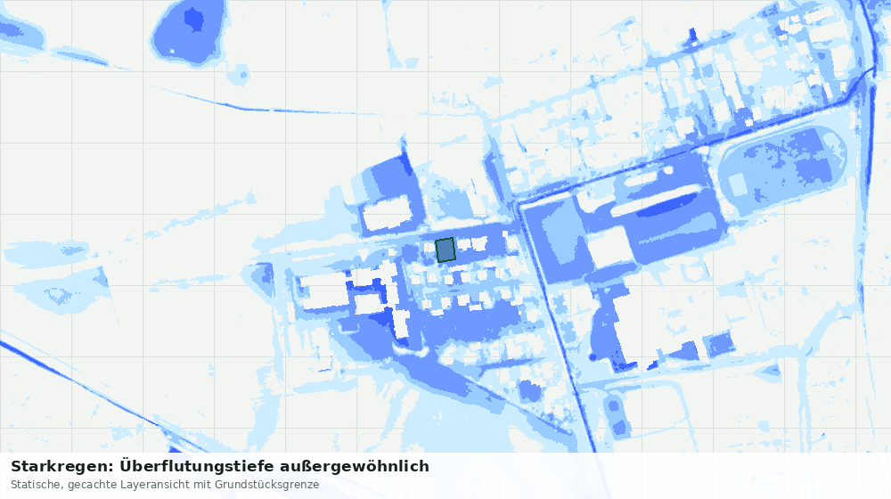 Statische Kartenansicht: Starkregen: Überflutungstiefe außergewöhnlich