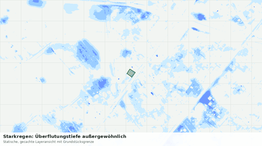 Statische Kartenansicht: Starkregen: Überflutungstiefe außergewöhnlich