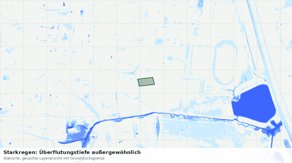 Statische Kartenansicht: Starkregen: Überflutungstiefe außergewöhnlich