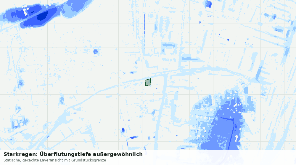 Statische Kartenansicht: Starkregen: Überflutungstiefe außergewöhnlich