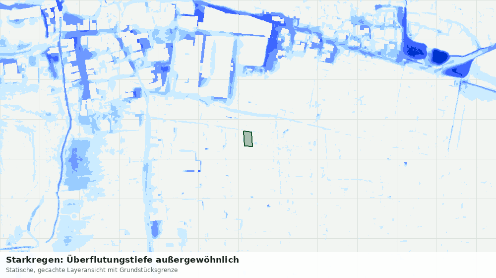 Statische Kartenansicht: Starkregen: Überflutungstiefe außergewöhnlich