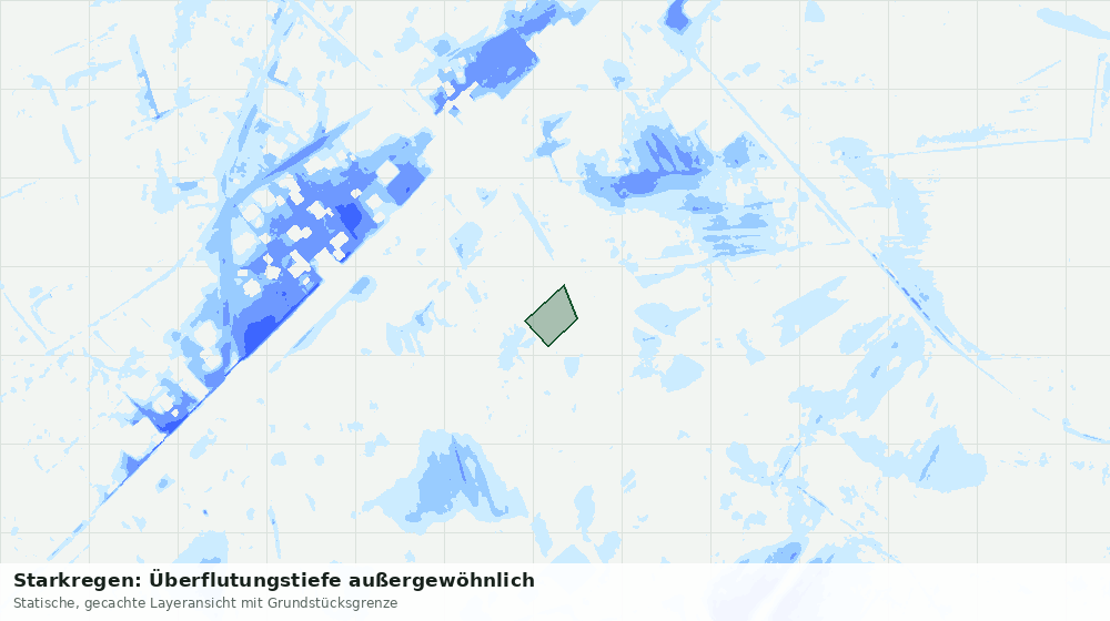 Statische Kartenansicht: Starkregen: Überflutungstiefe außergewöhnlich