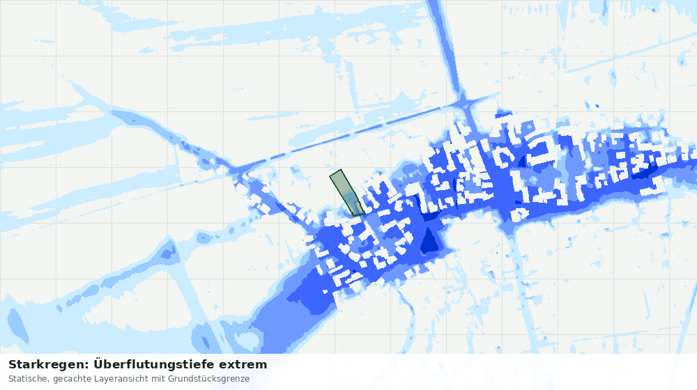 Statische Kartenansicht: Starkregen: Überflutungstiefe extrem