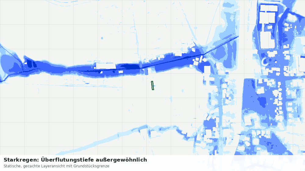 Statische Kartenansicht: Starkregen: Überflutungstiefe außergewöhnlich