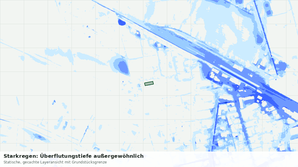Statische Kartenansicht: Starkregen: Überflutungstiefe außergewöhnlich