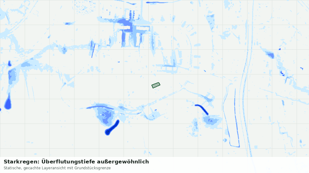 Statische Kartenansicht: Starkregen: Überflutungstiefe außergewöhnlich