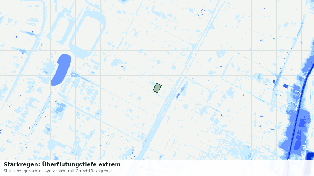 Statische Kartenansicht: Starkregen: Überflutungstiefe extrem