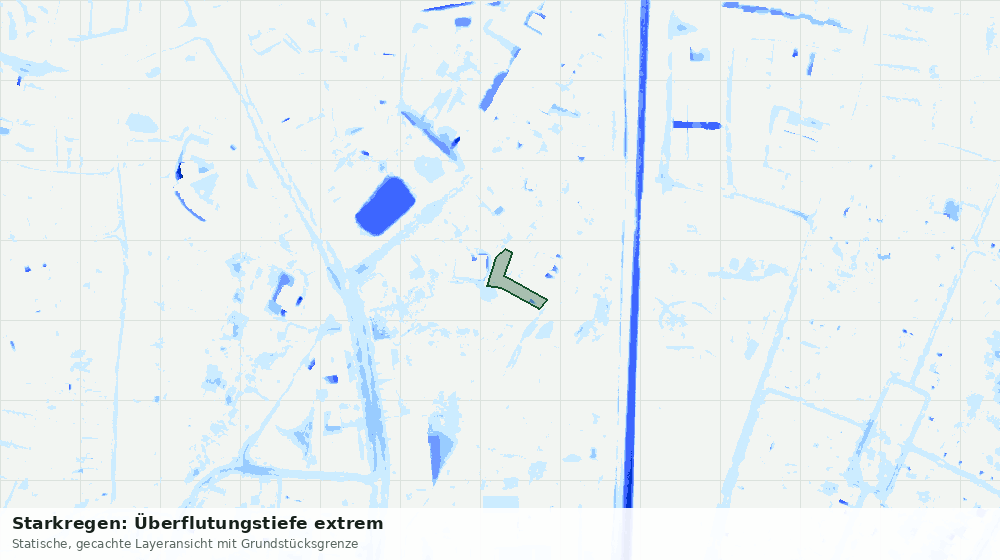 Statische Kartenansicht: Starkregen: Überflutungstiefe extrem
