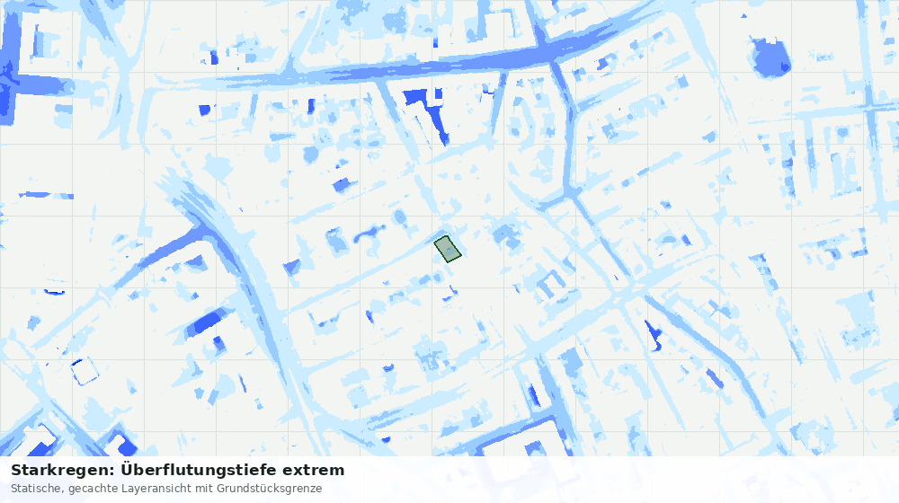 Statische Kartenansicht: Starkregen: Überflutungstiefe extrem