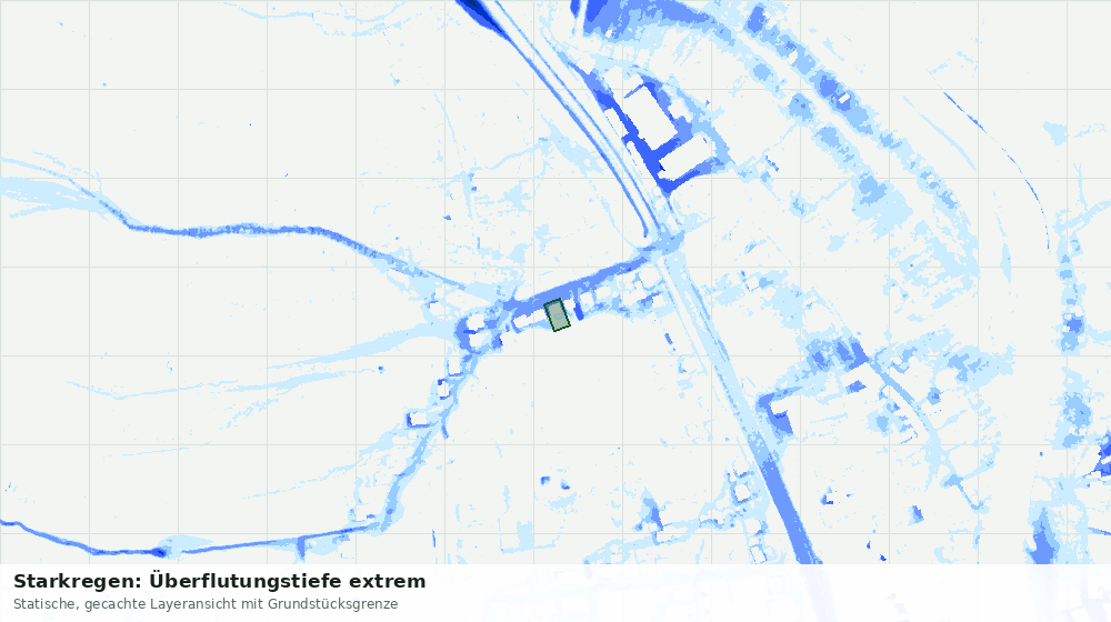 Statische Kartenansicht: Starkregen: Überflutungstiefe extrem