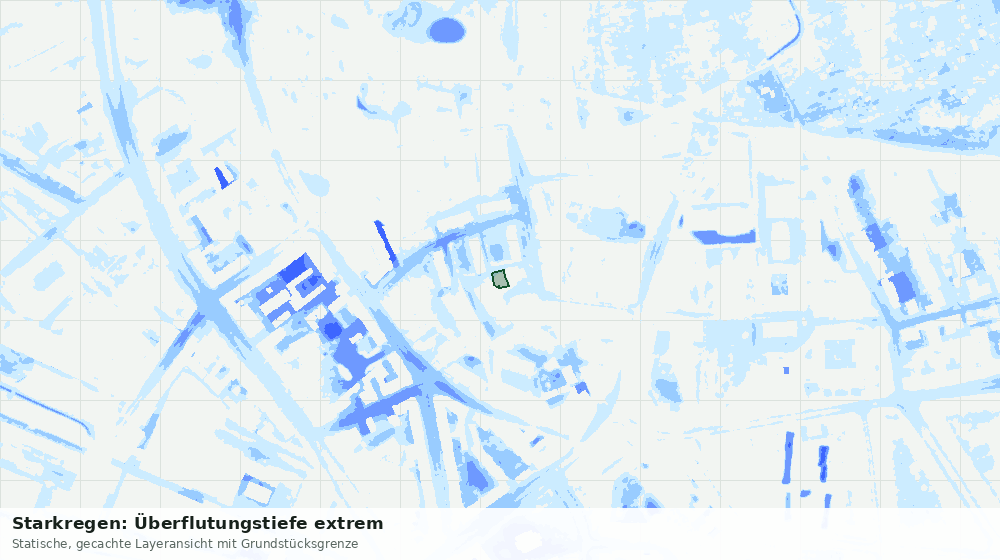 Statische Kartenansicht: Starkregen: Überflutungstiefe extrem