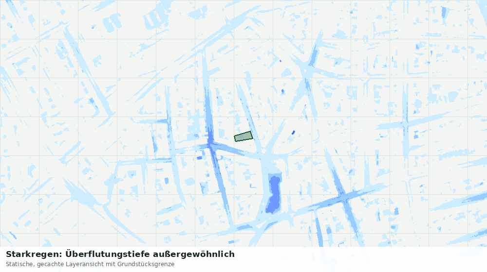 Statische Kartenansicht: Starkregen: Überflutungstiefe außergewöhnlich