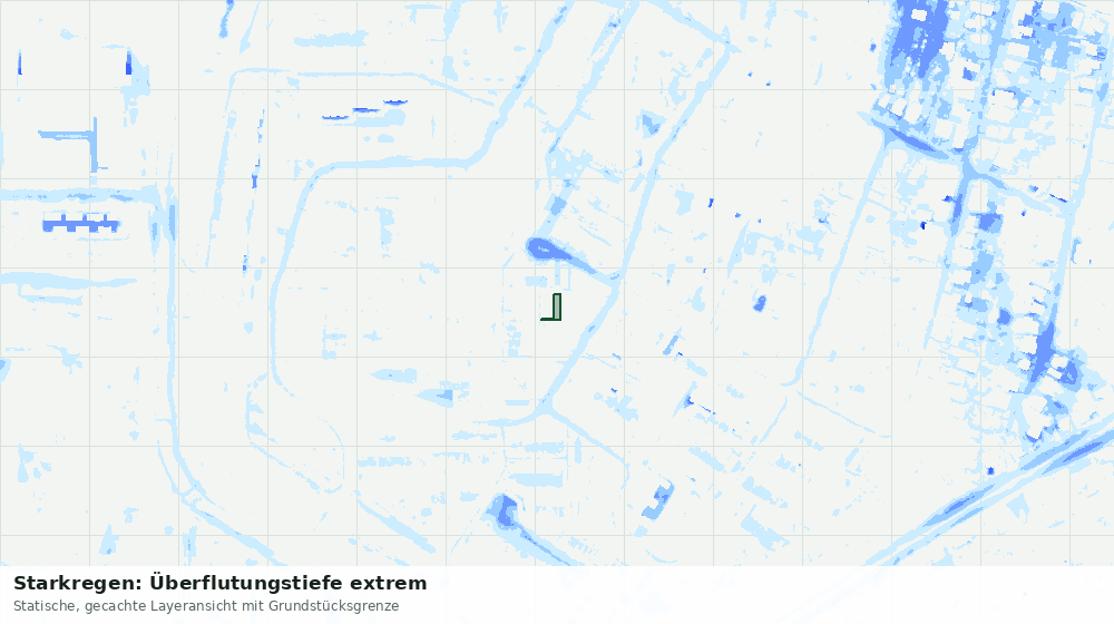 Statische Kartenansicht: Starkregen: Überflutungstiefe extrem