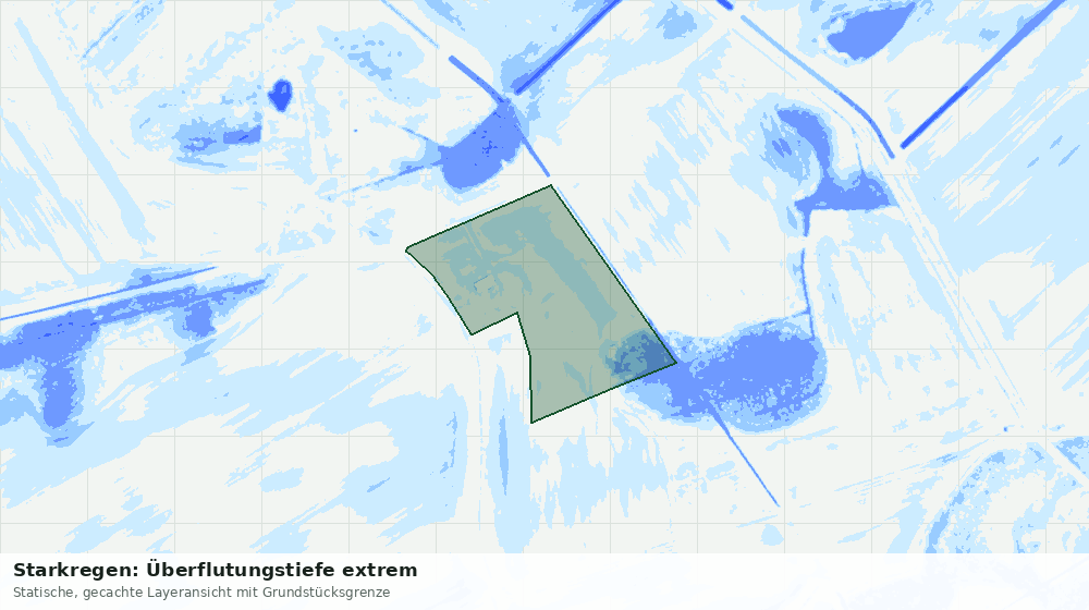 Statische Kartenansicht: Starkregen: Überflutungstiefe extrem