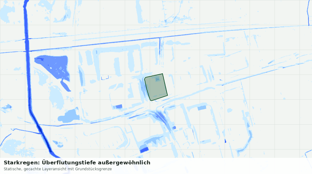 Statische Kartenansicht: Starkregen: Überflutungstiefe außergewöhnlich