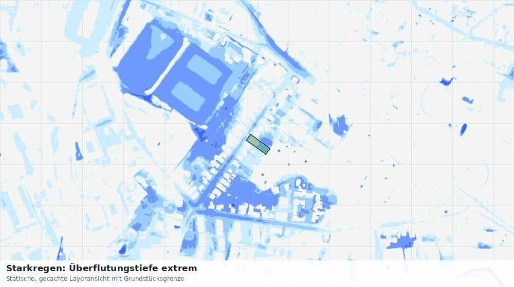 Statische Kartenansicht: Starkregen: Überflutungstiefe extrem