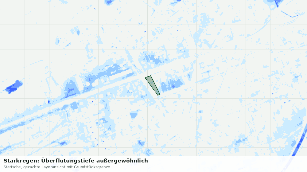 Statische Kartenansicht: Starkregen: Überflutungstiefe außergewöhnlich