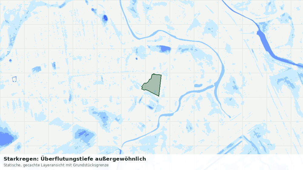 Statische Kartenansicht: Starkregen: Überflutungstiefe außergewöhnlich