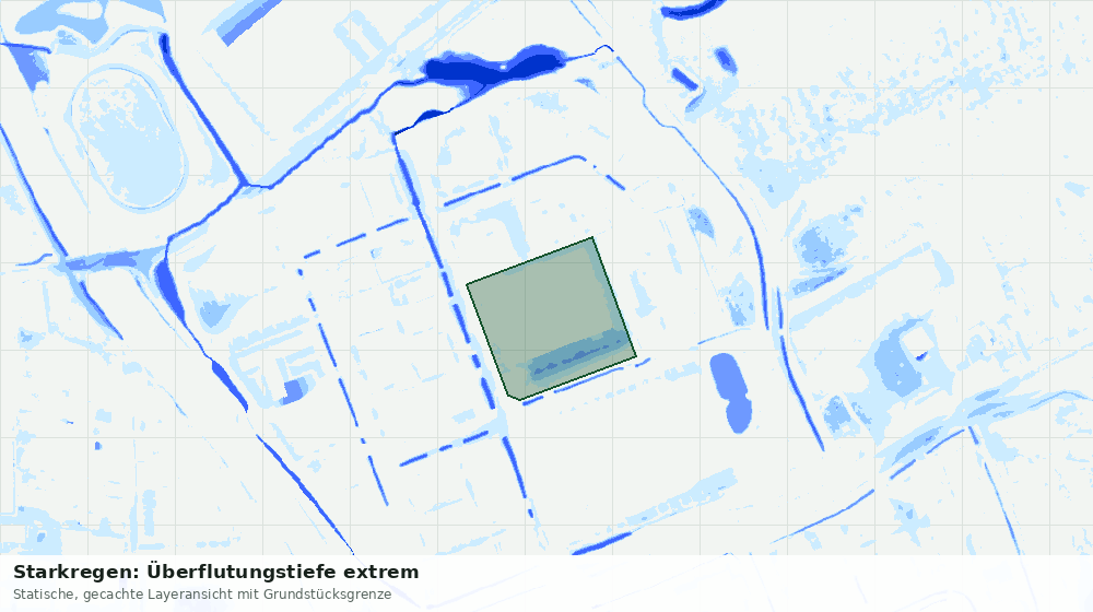Statische Kartenansicht: Starkregen: Überflutungstiefe extrem