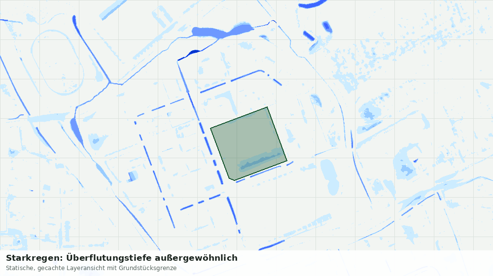 Statische Kartenansicht: Starkregen: Überflutungstiefe außergewöhnlich