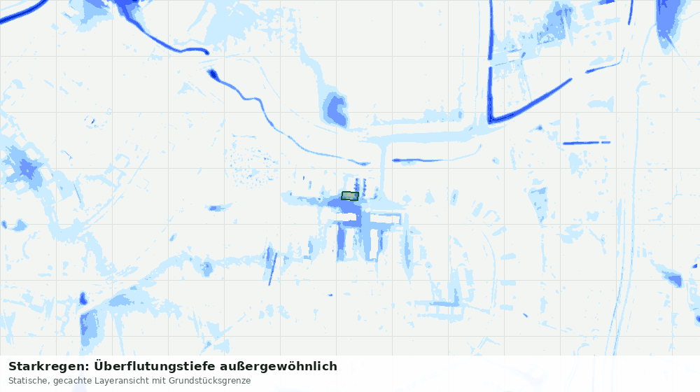 Statische Kartenansicht: Starkregen: Überflutungstiefe außergewöhnlich