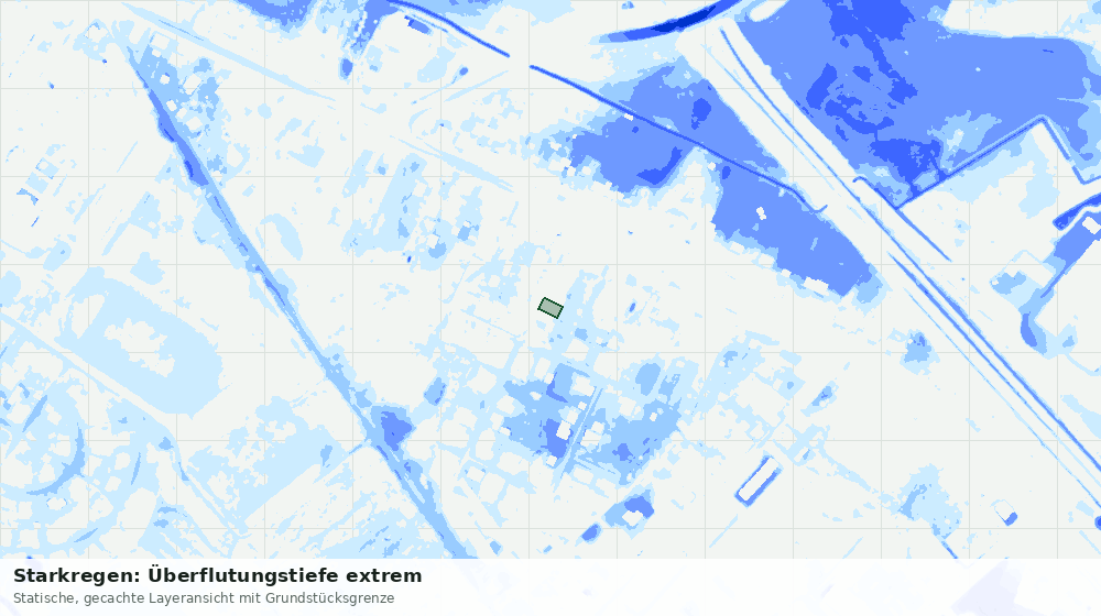 Statische Kartenansicht: Starkregen: Überflutungstiefe extrem