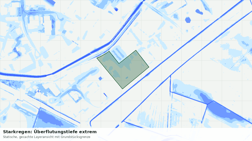 Statische Kartenansicht: Starkregen: Überflutungstiefe extrem
