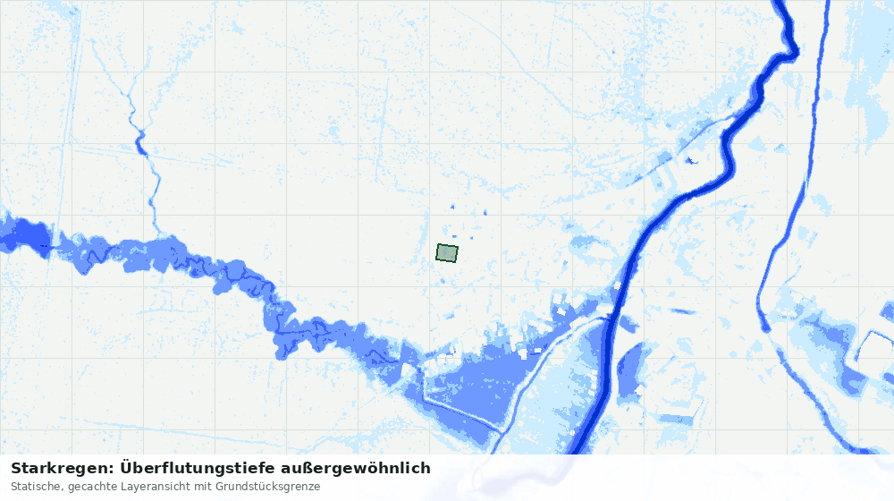 Statische Kartenansicht: Starkregen: Überflutungstiefe außergewöhnlich