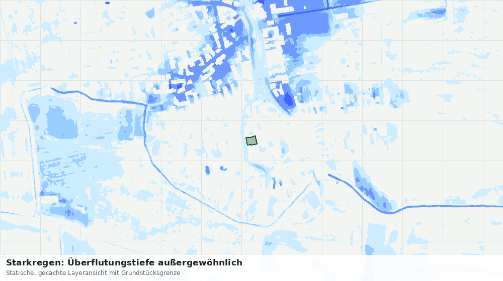 Statische Kartenansicht: Starkregen: Überflutungstiefe außergewöhnlich