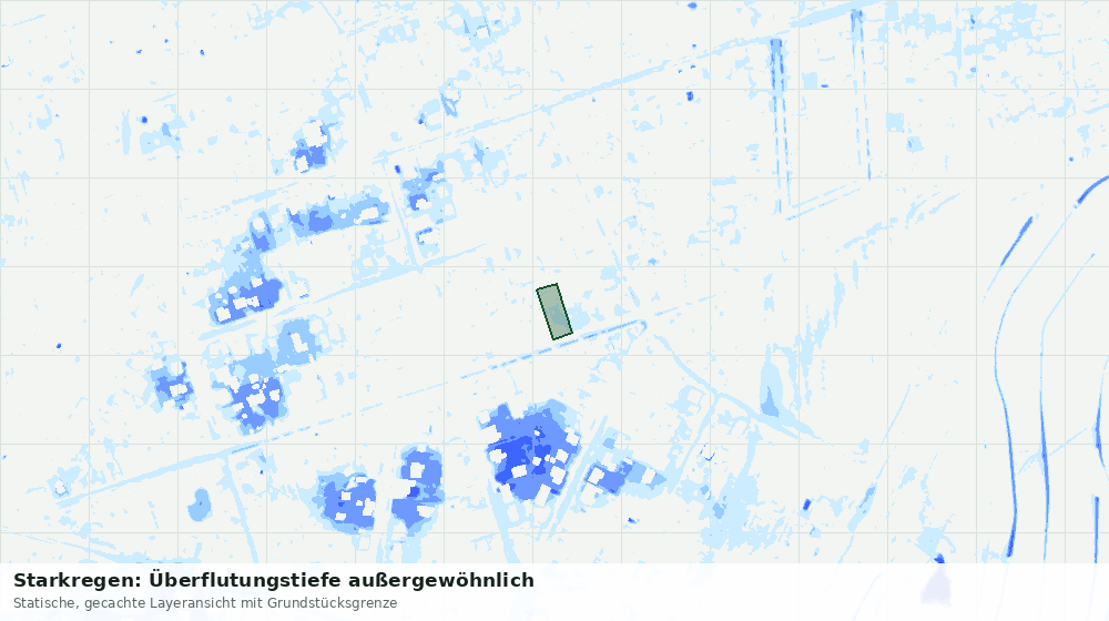 Statische Kartenansicht: Starkregen: Überflutungstiefe außergewöhnlich