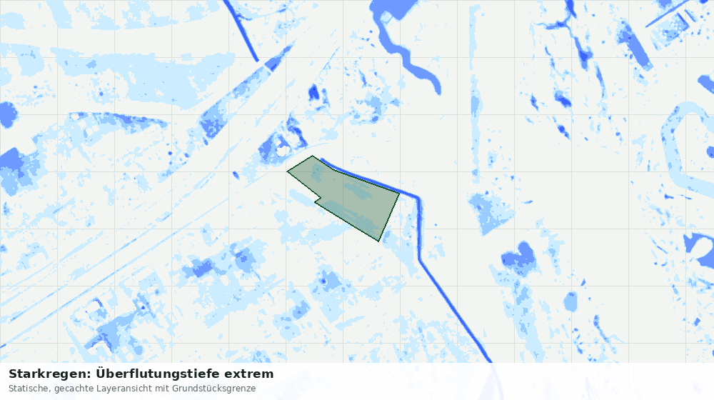 Statische Kartenansicht: Starkregen: Überflutungstiefe extrem