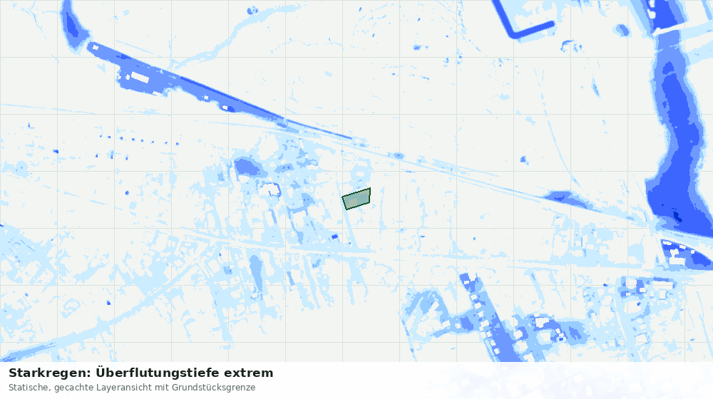 Statische Kartenansicht: Starkregen: Überflutungstiefe extrem
