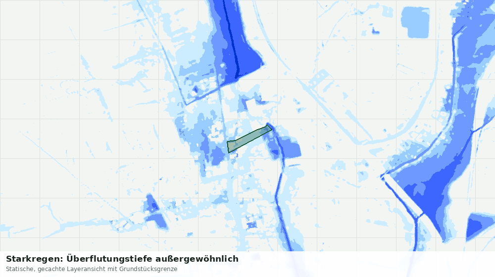 Statische Kartenansicht: Starkregen: Überflutungstiefe außergewöhnlich