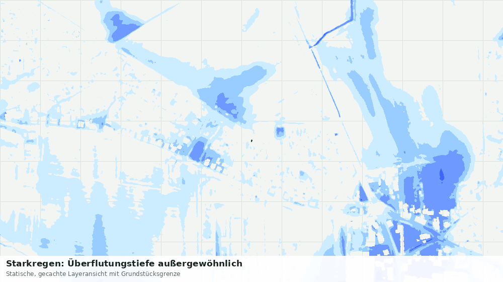 Statische Kartenansicht: Starkregen: Überflutungstiefe außergewöhnlich