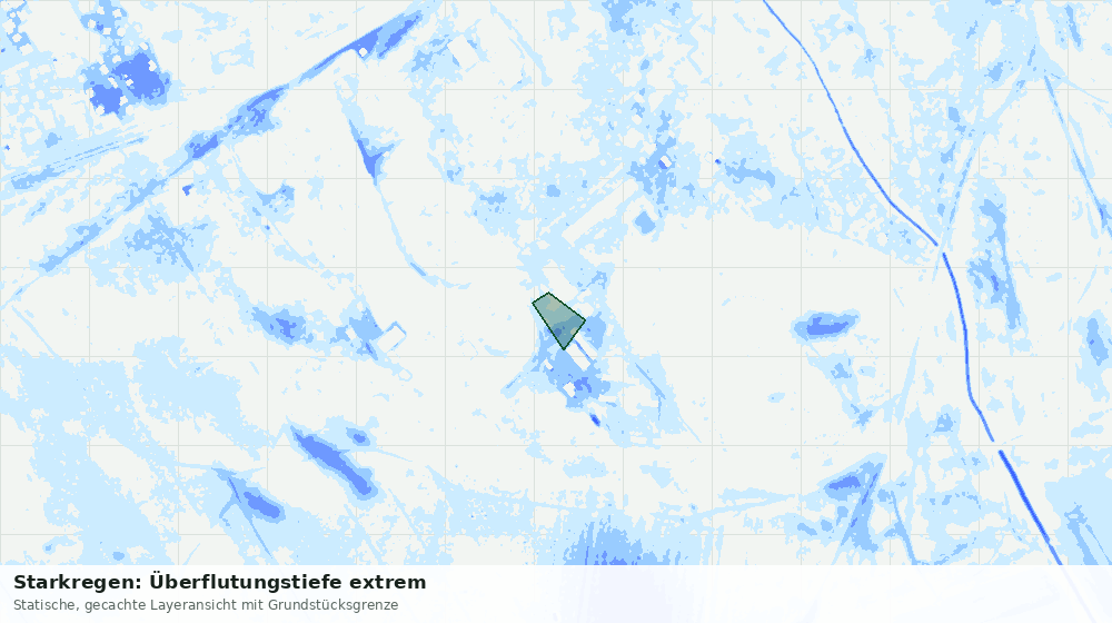 Statische Kartenansicht: Starkregen: Überflutungstiefe extrem