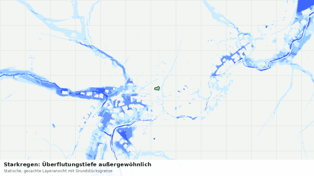 Statische Kartenansicht: Starkregen: Überflutungstiefe außergewöhnlich