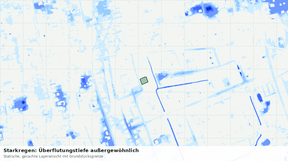 Statische Kartenansicht: Starkregen: Überflutungstiefe außergewöhnlich