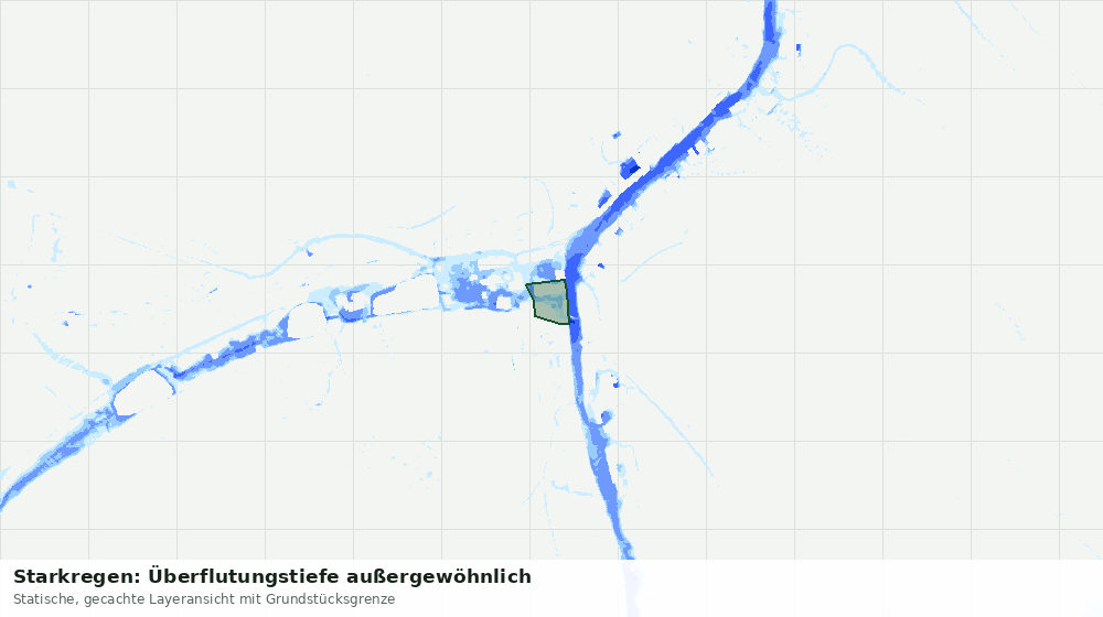 Statische Kartenansicht: Starkregen: Überflutungstiefe außergewöhnlich