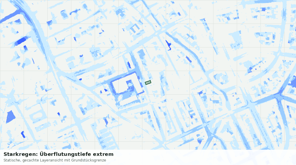 Statische Kartenansicht: Starkregen: Überflutungstiefe extrem