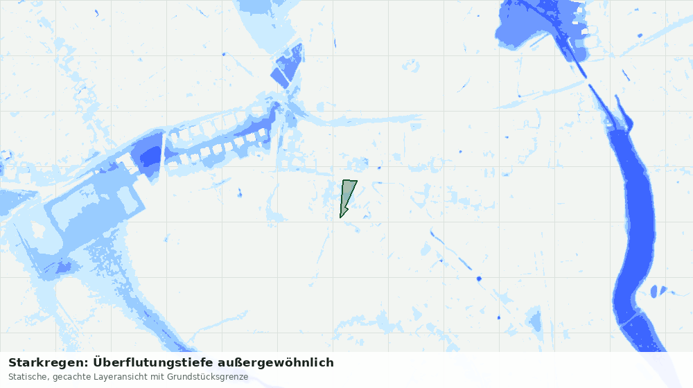 Statische Kartenansicht: Starkregen: Überflutungstiefe außergewöhnlich