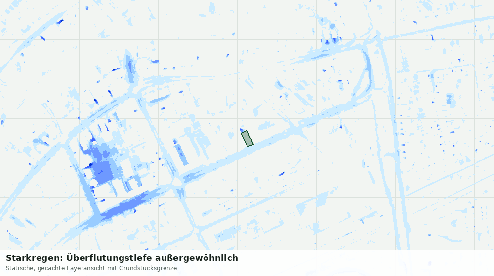 Statische Kartenansicht: Starkregen: Überflutungstiefe außergewöhnlich