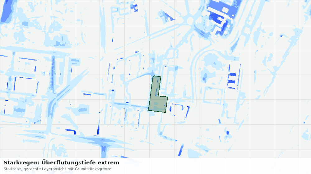 Statische Kartenansicht: Starkregen: Überflutungstiefe extrem
