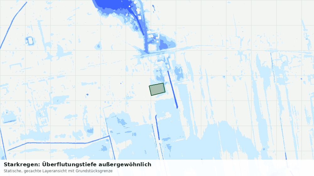 Statische Kartenansicht: Starkregen: Überflutungstiefe außergewöhnlich