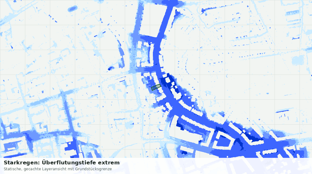 Statische Kartenansicht: Starkregen: Überflutungstiefe extrem