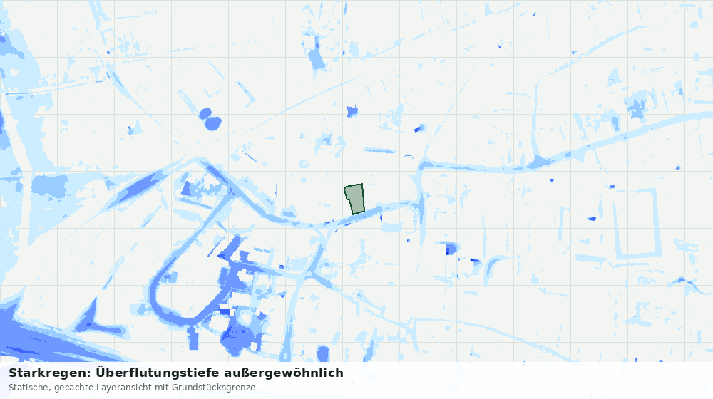 Statische Kartenansicht: Starkregen: Überflutungstiefe außergewöhnlich