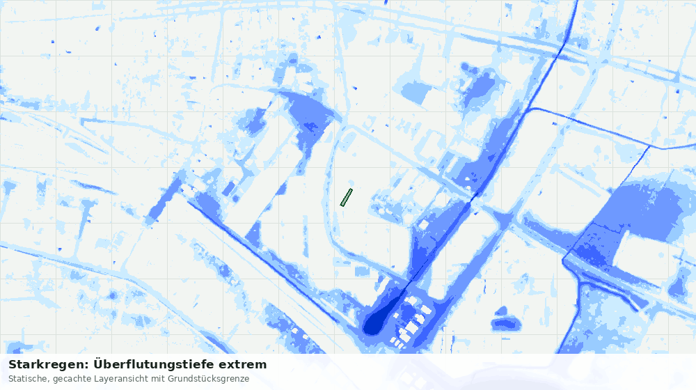 Statische Kartenansicht: Starkregen: Überflutungstiefe extrem