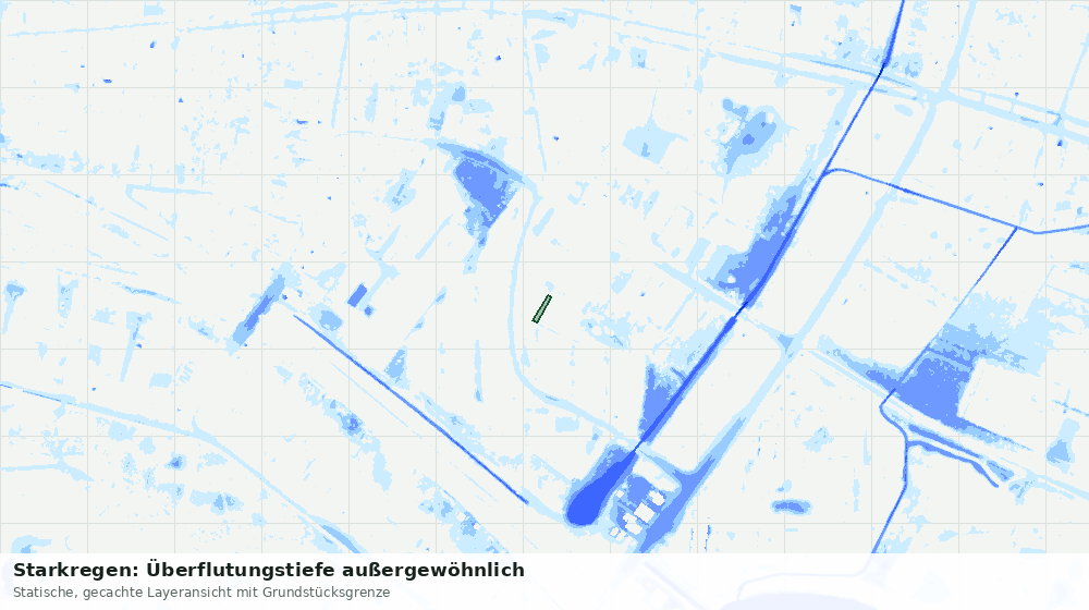 Statische Kartenansicht: Starkregen: Überflutungstiefe außergewöhnlich