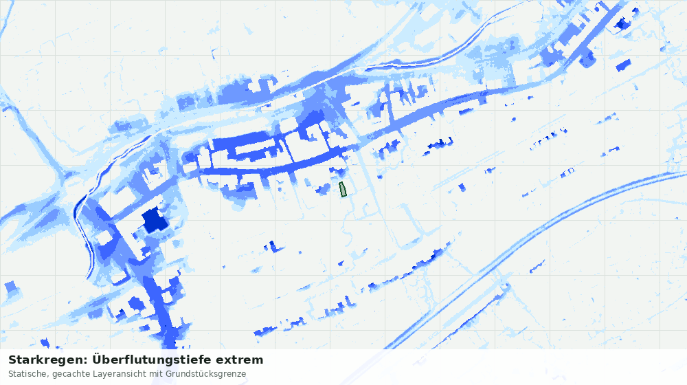 Statische Kartenansicht: Starkregen: Überflutungstiefe extrem