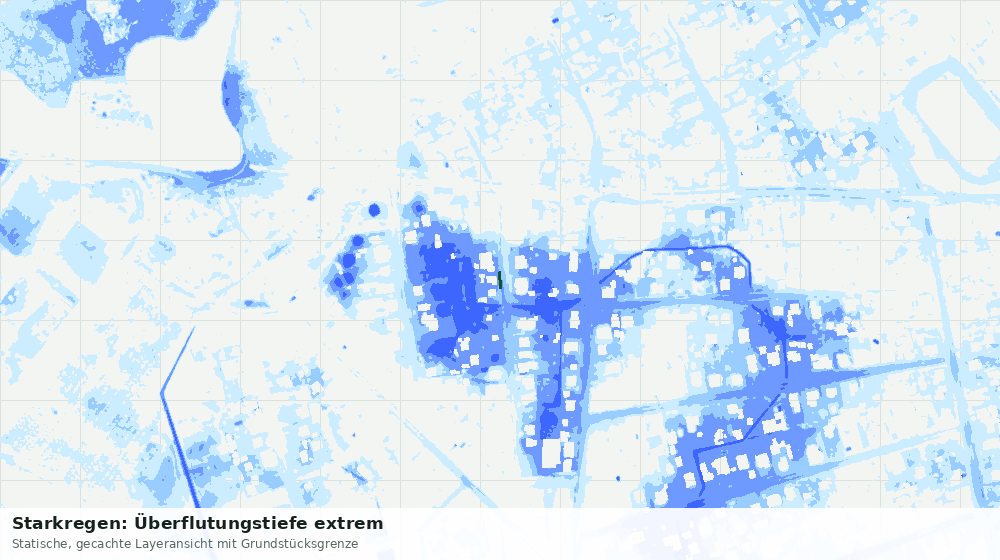 Statische Kartenansicht: Starkregen: Überflutungstiefe extrem
