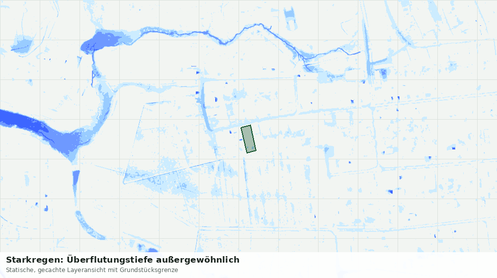 Statische Kartenansicht: Starkregen: Überflutungstiefe außergewöhnlich